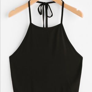 Size S, Black Halter Crop Top